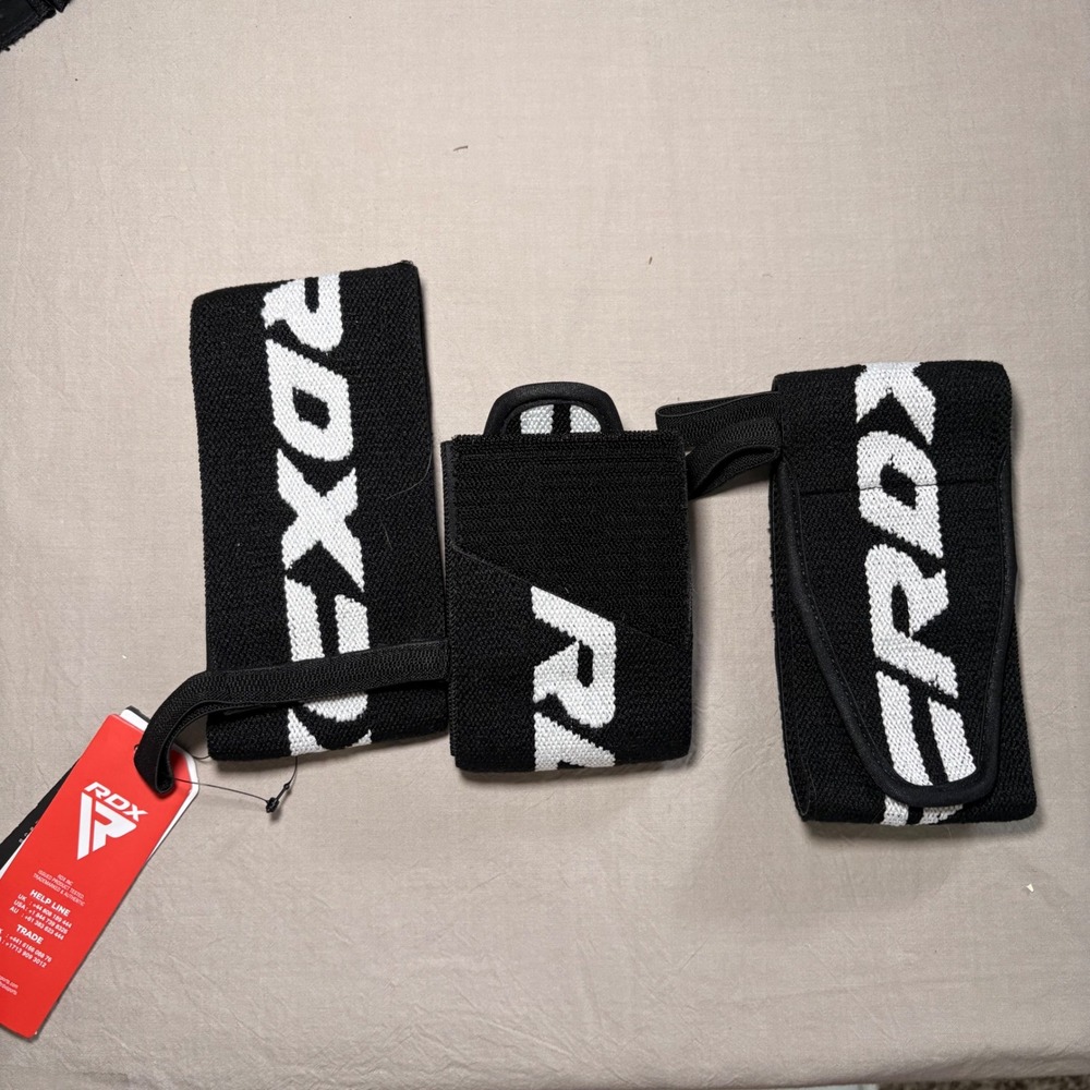 RDX Weightlifting Wrist Wraps Heavy Duty Gym Support Straps Black‎ White NWT